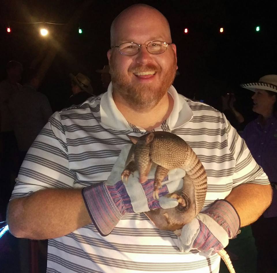 Jared holding an armadillo 2015