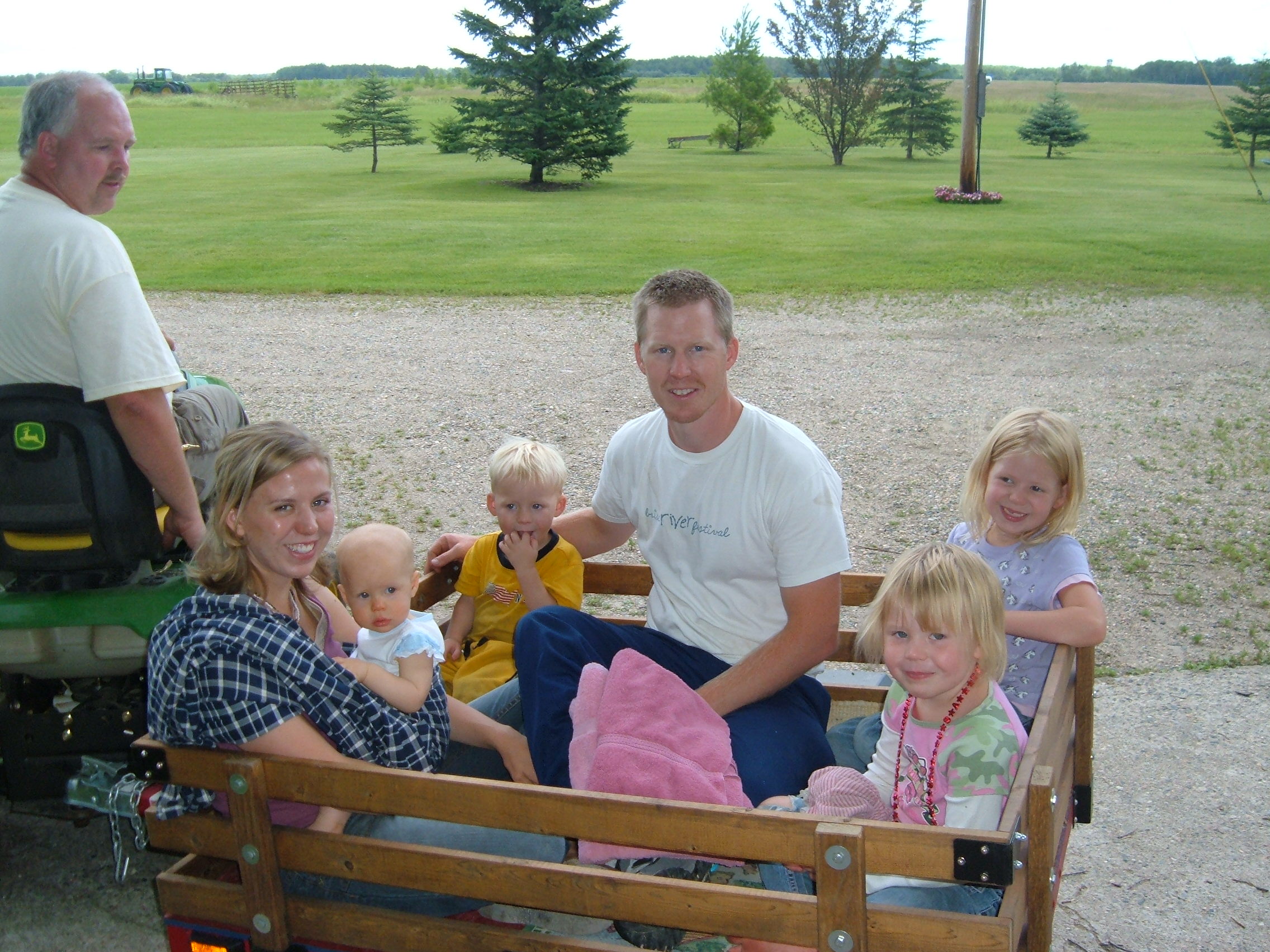 Rob and family in the trailer